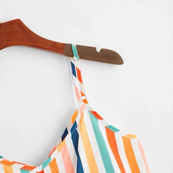 Colorful Striped Ruffle Hem Cami Top - Picture 3 of 4